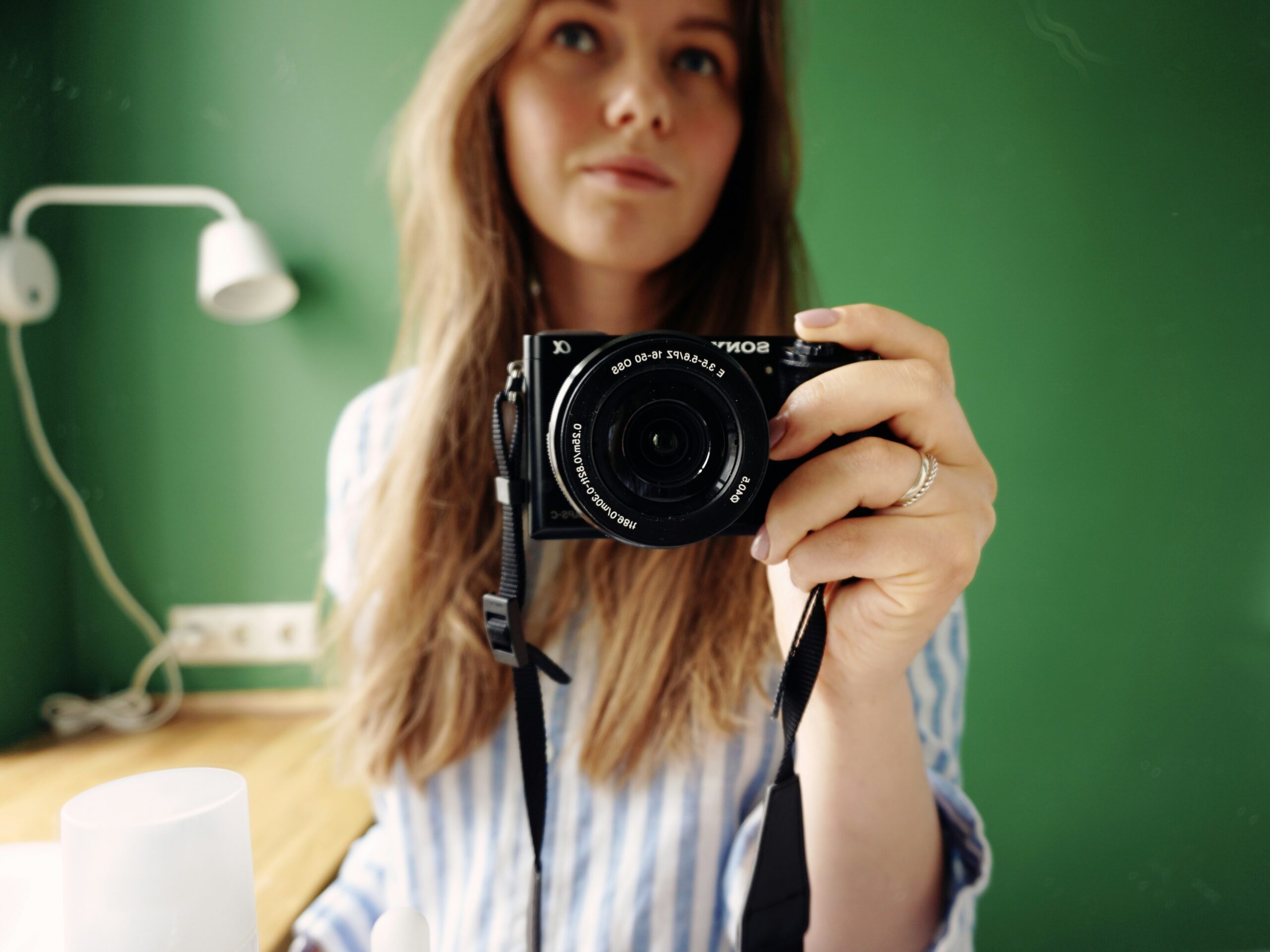 TikToker Sarah's professional vlogging station complete with ring light and HD camera