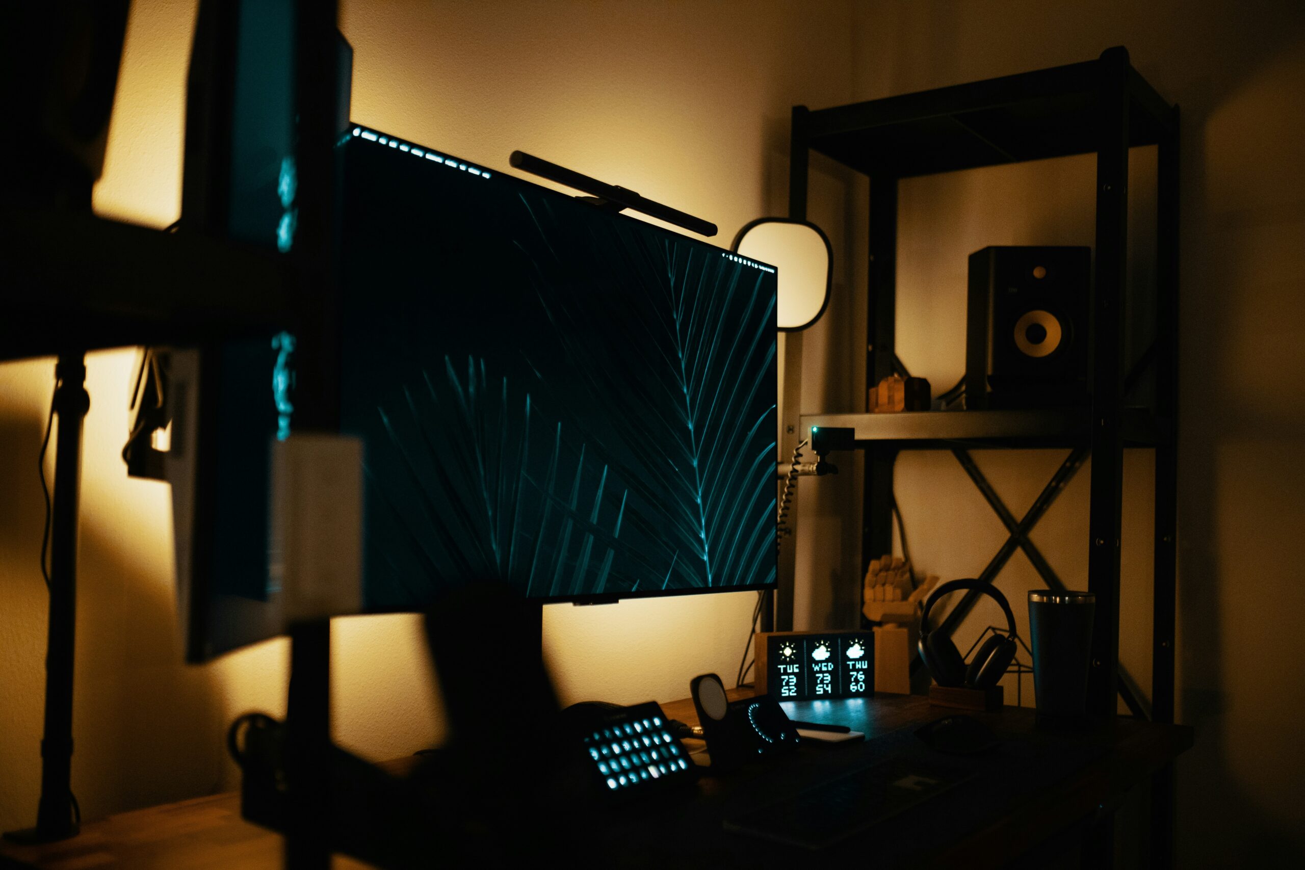streaming setup with professional lighting