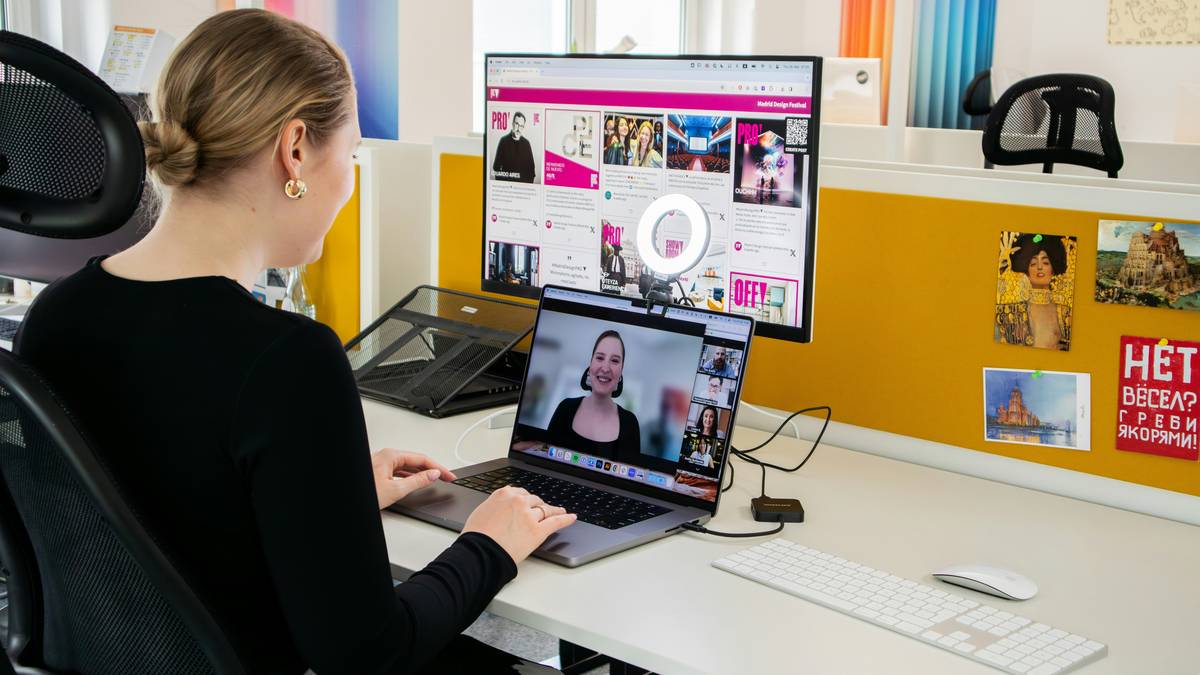 Illustration showing people connecting through computers