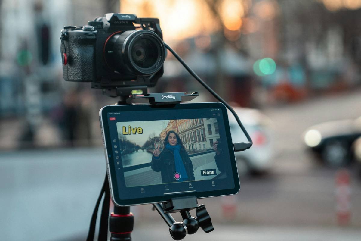 Behind the scenes from a livestream with Detail. We make it effortless to record, customize, and share professional video podcasts — all from your iPhone.