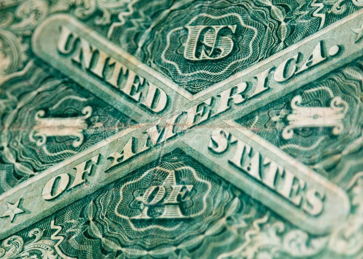 Close up of shot of the back of Series 1917 $1 bill